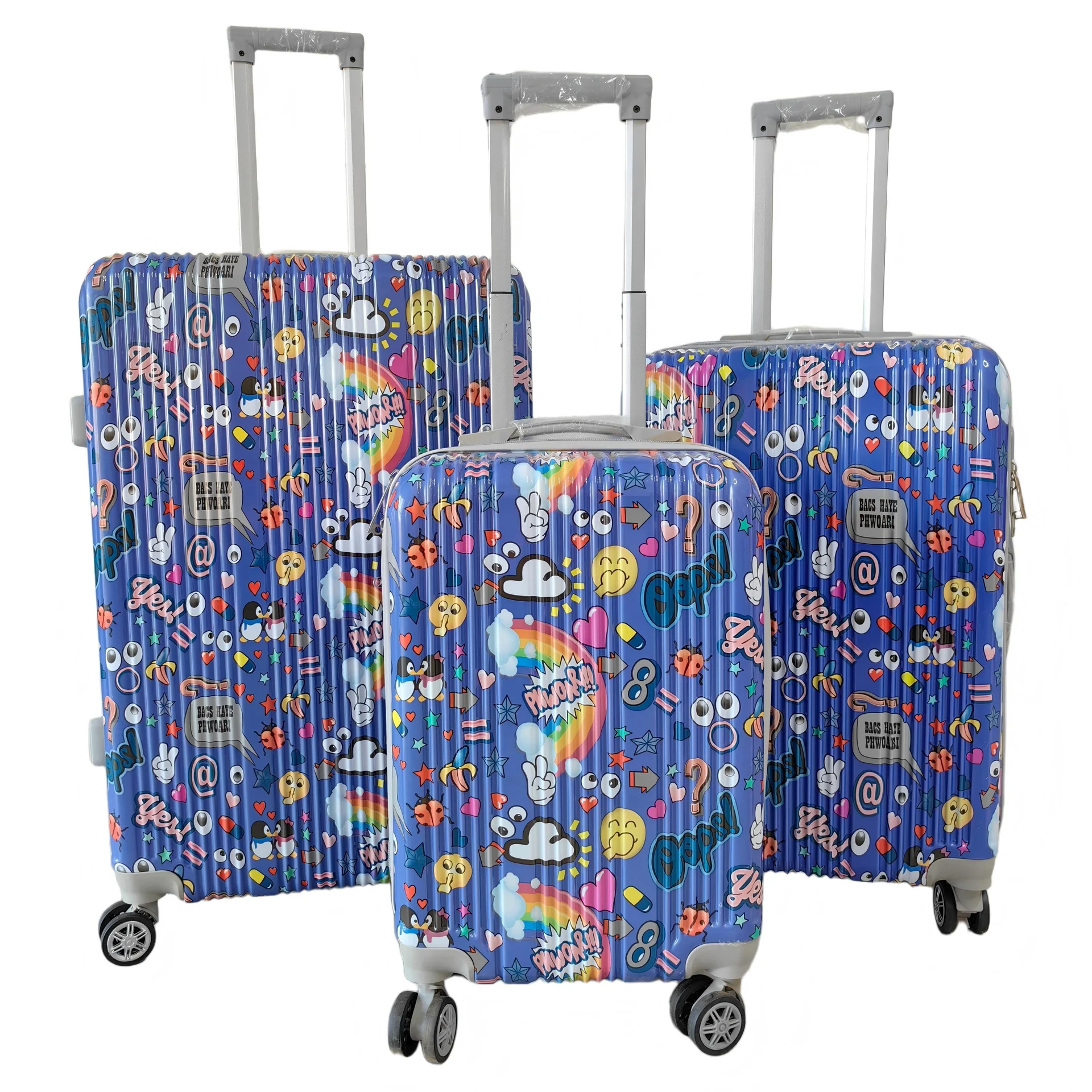 Color Tropical Leaf ABS+PC Printed Luggage Set detail 3