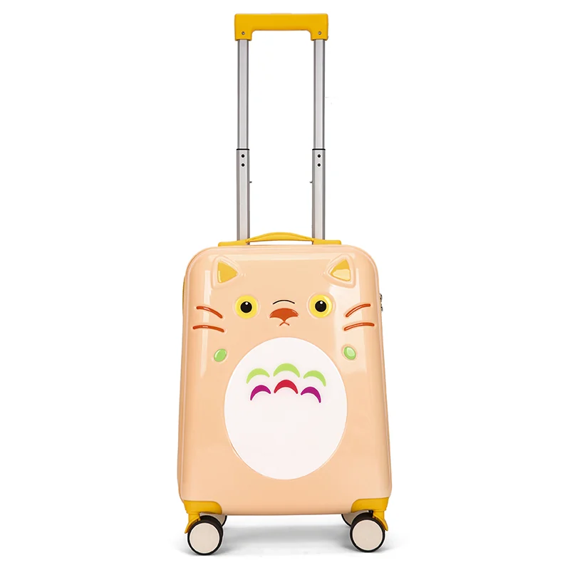 Peach suitcase with extended trolley
