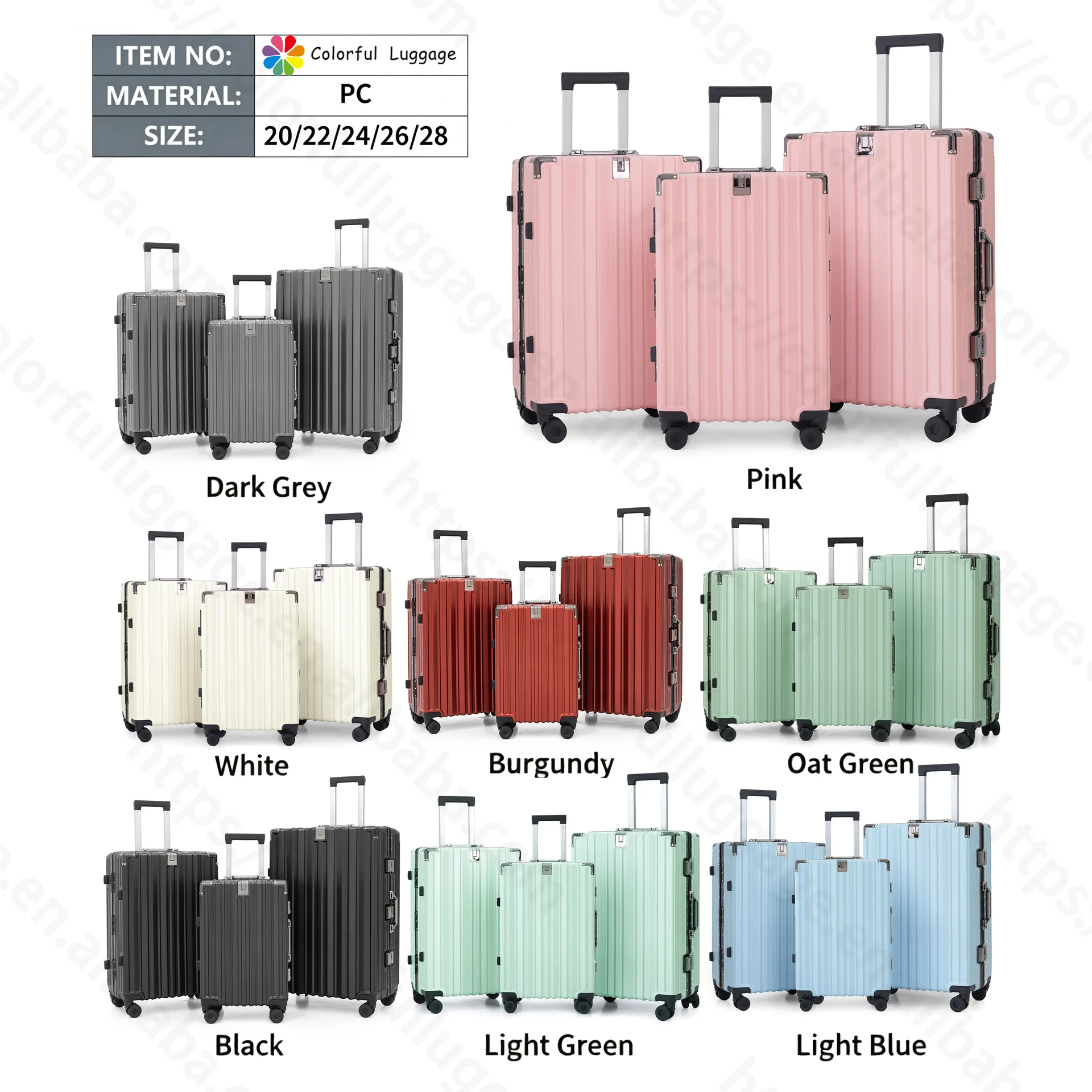 Набор Color H023 ColorRidge из 3 чемоданов ABS с алюминиевой рамой