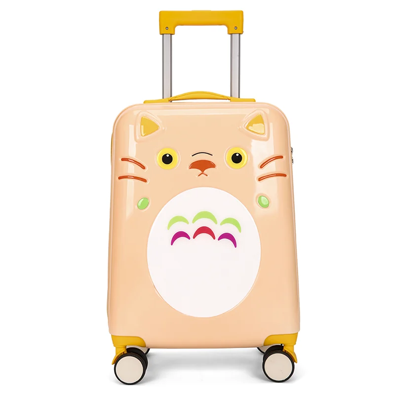 Peach cartoon-face suitcase front