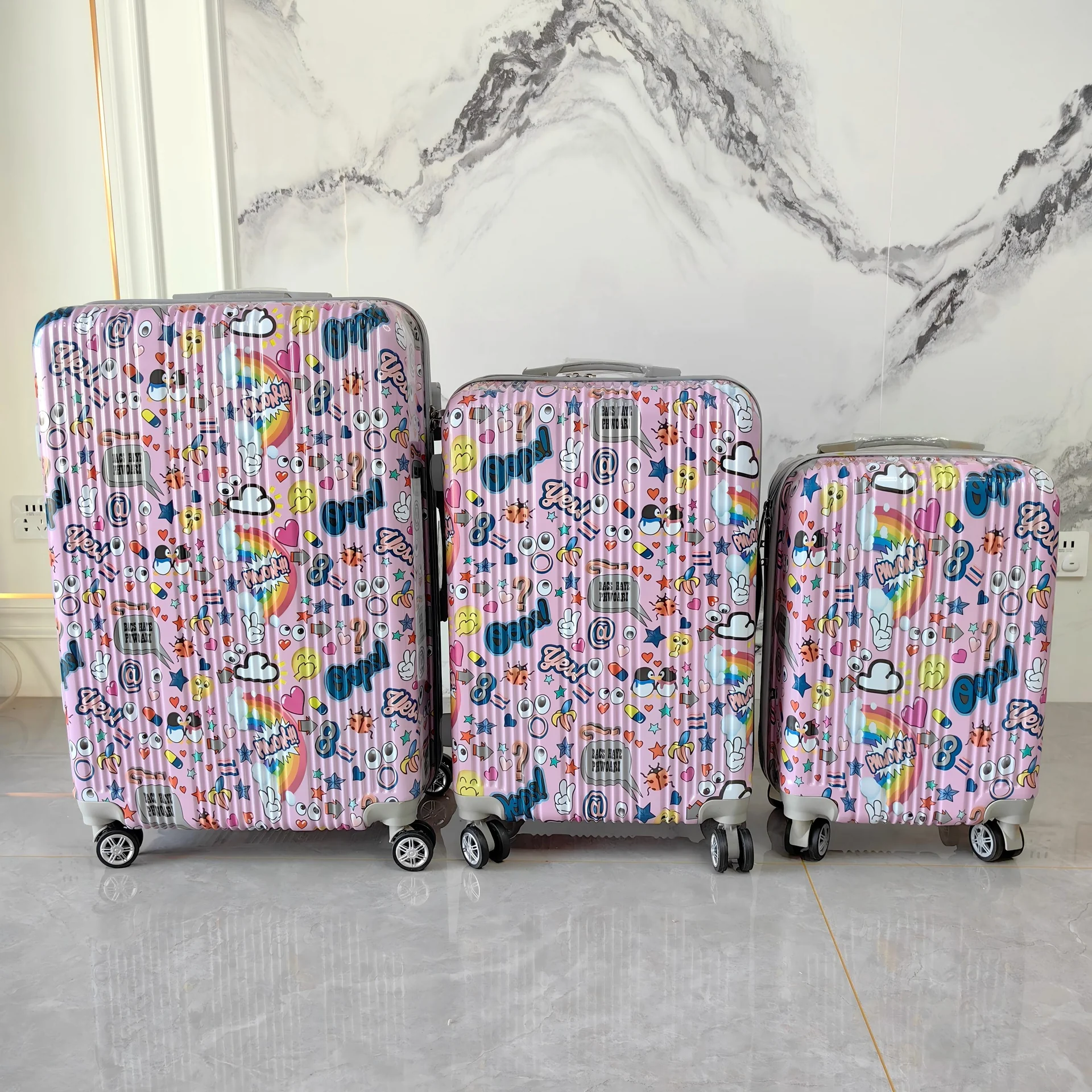 Color Botanical Bloom ABS+PC Printed Luggage Set detail 2