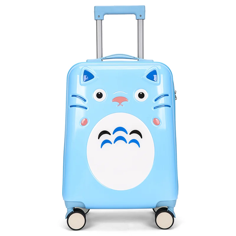 Blue cartoon-face suitcase front