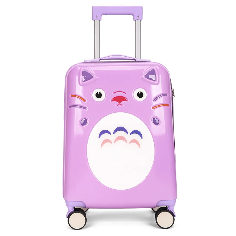 Purple cartoon-face suitcase front