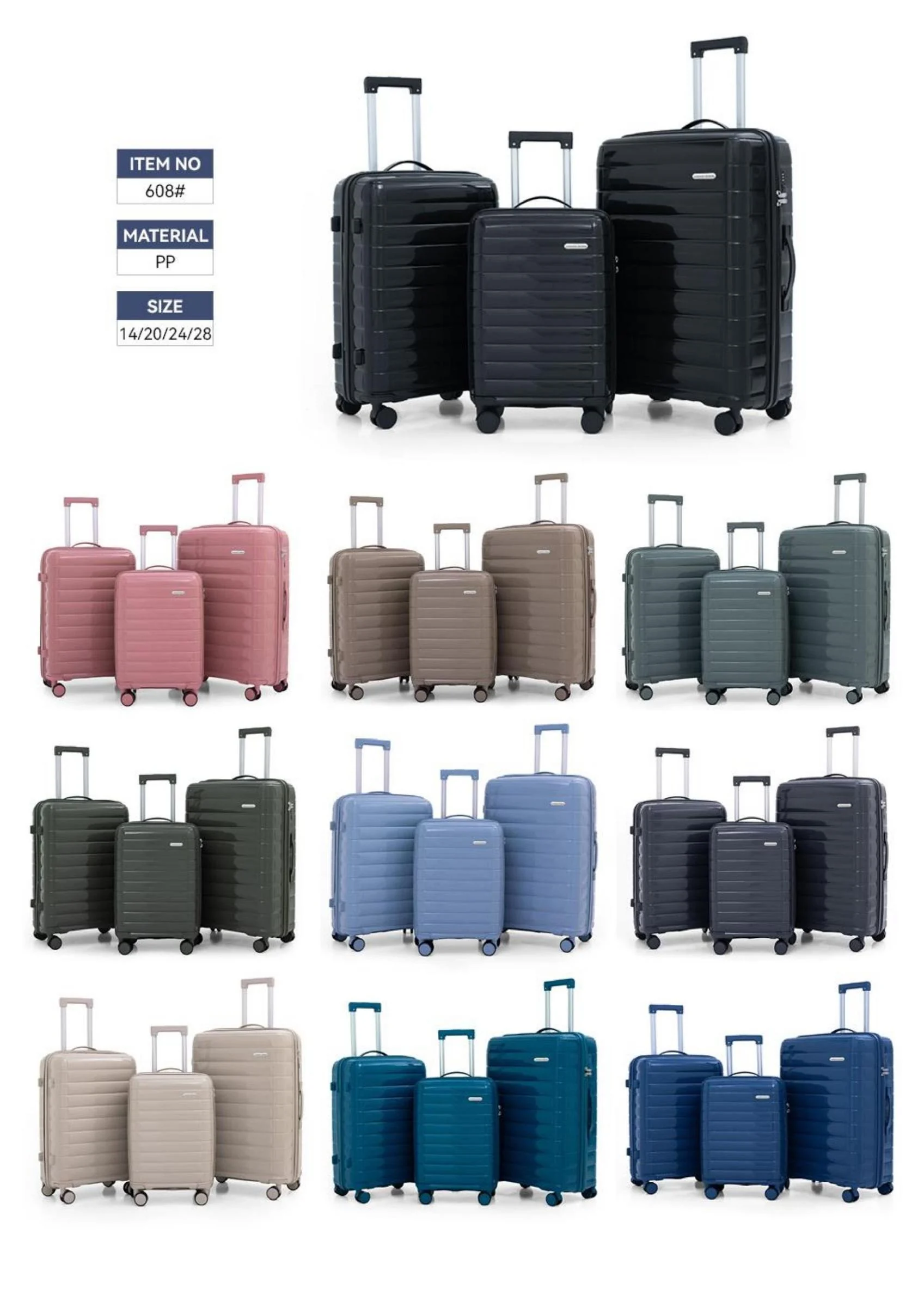 Colorful 608 ClassicRib PP Luggage Collection catalog color chart