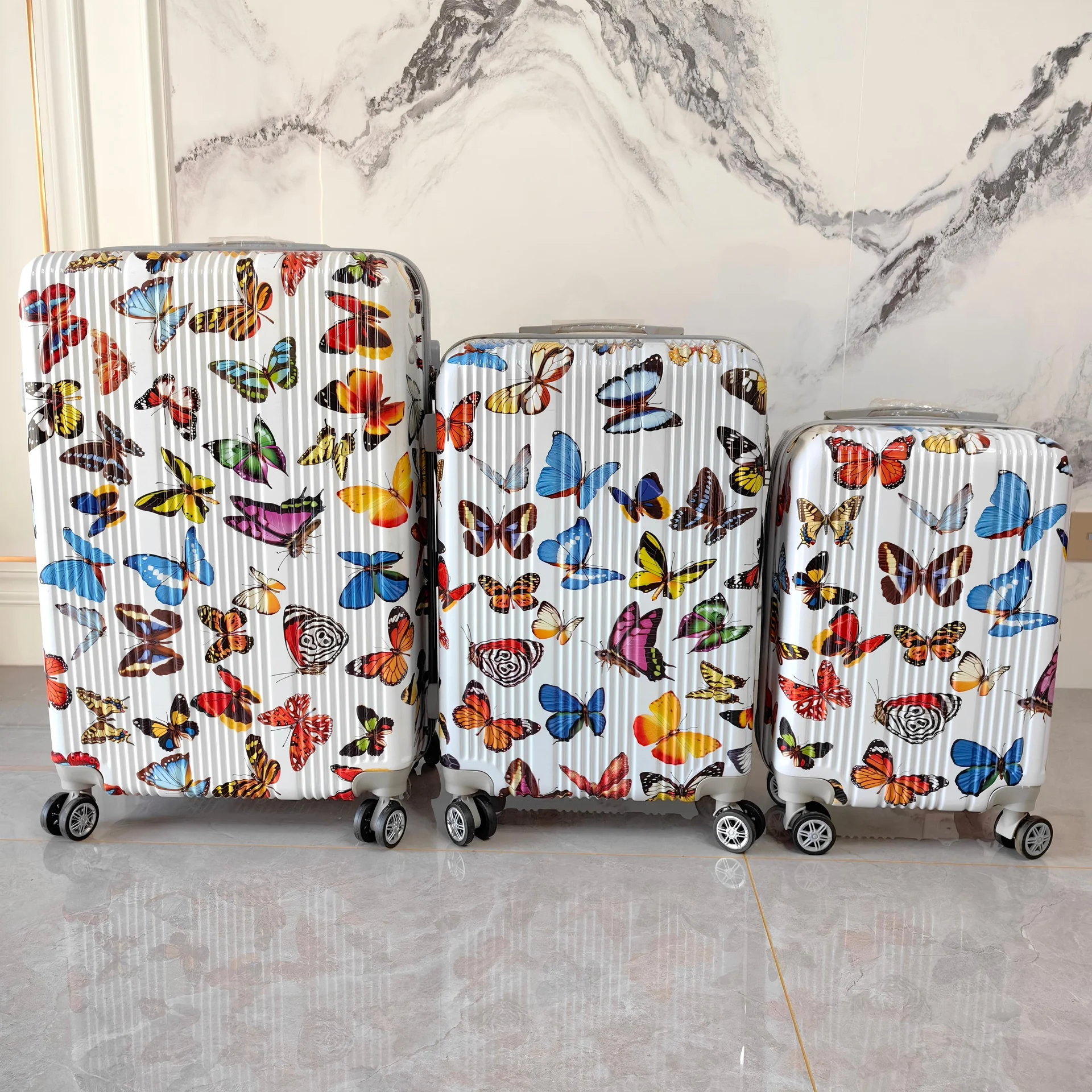 Color City Lines ABS+PC Printed Luggage Set detail 1
