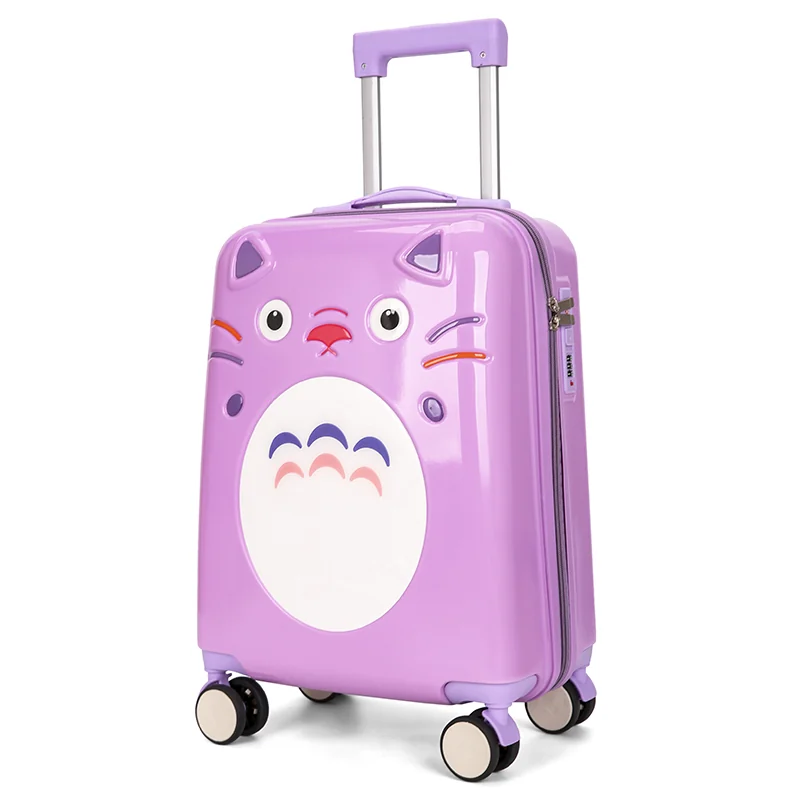 Purple suitcase angled view