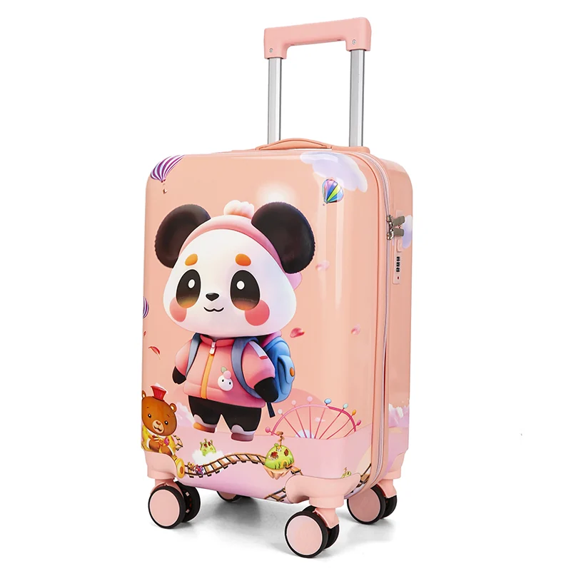 Valise enfant rose de 20 pouces avec poignée télescopique déployée