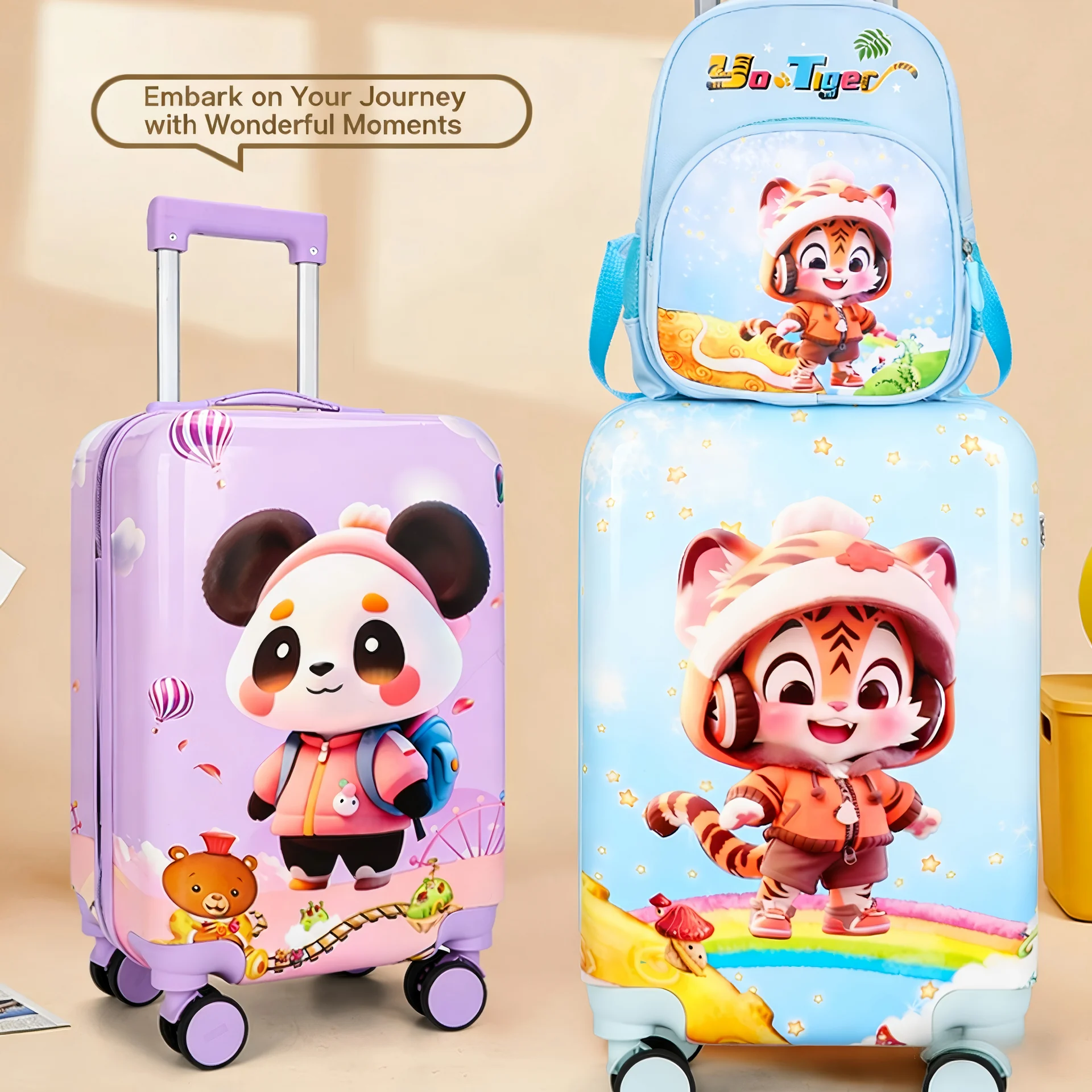 Collection de bagages enfants colorés et sacs à dos assortis