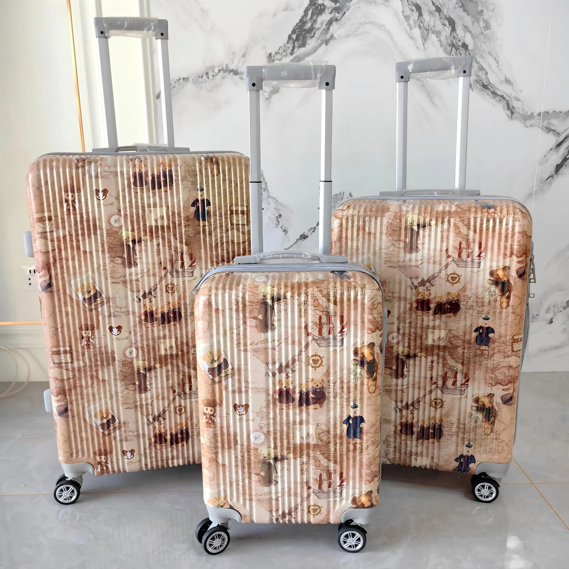 Color Voyage Map ABS+PC Printed Luggage Set detail 2