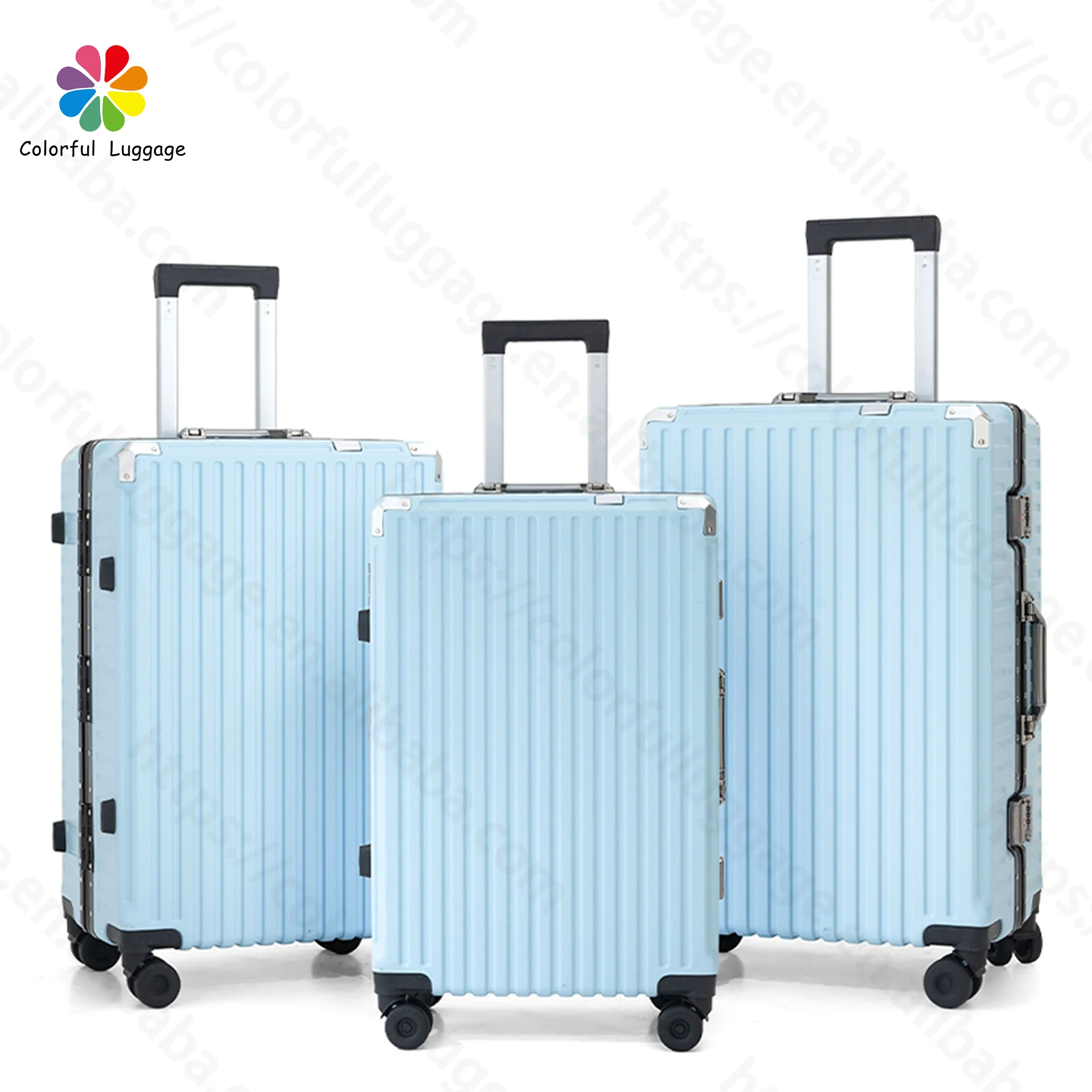 Набор Color H015 ChannelLine из 3 чемоданов ABS с алюминиевой рамой