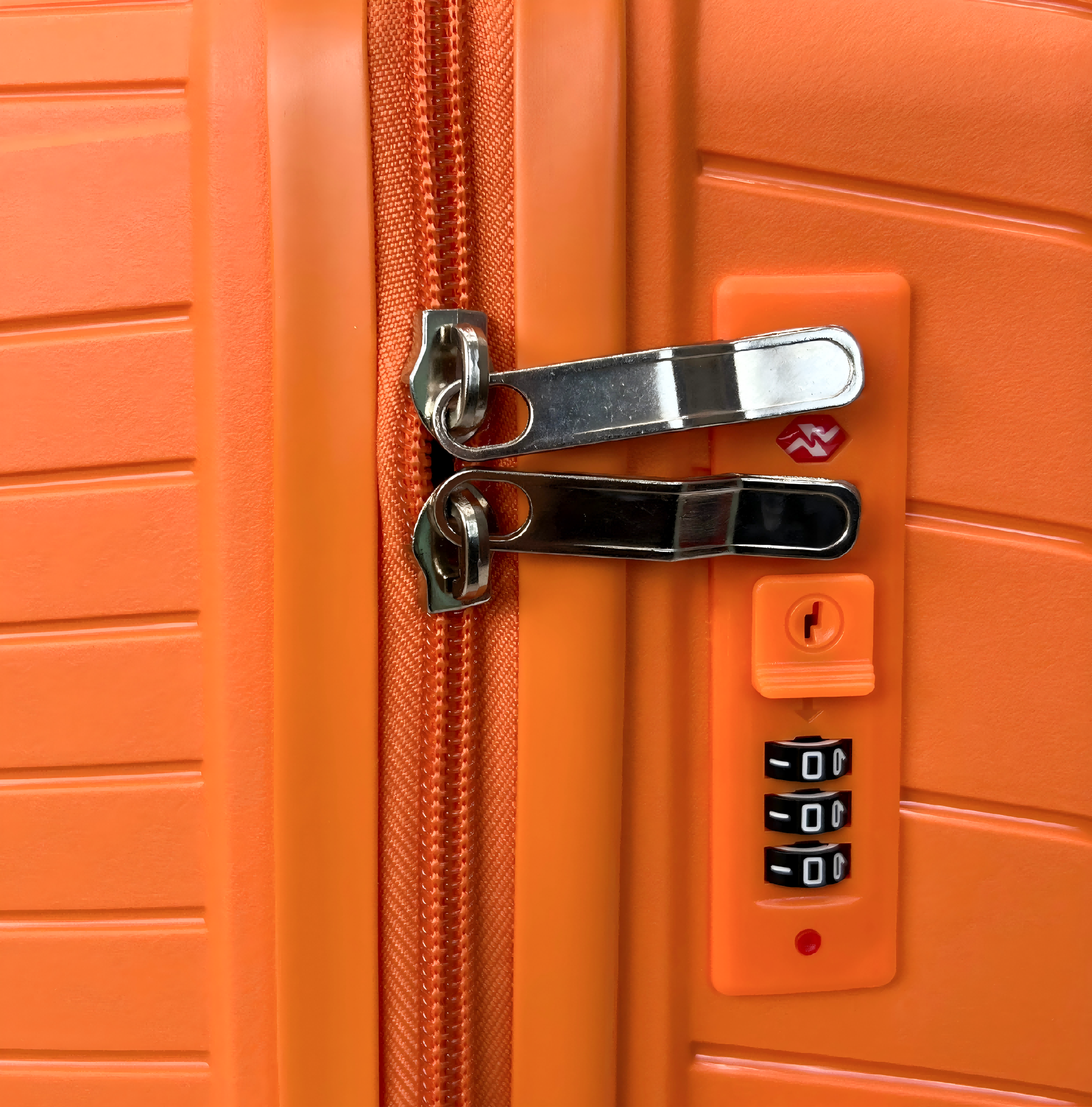 Combination lock and zipper detail
